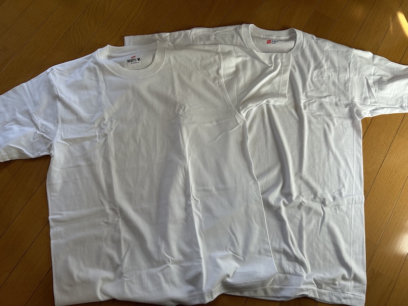 ヘインズ BEEFY-TシャツとパックTシャツの比較